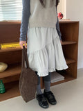 Silk Frill Banding Midi Skirt