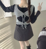 Dot Ribbon String Layered Unique Sleeveless