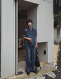 Pura Pintuck Strap Denim Pants