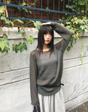 Pumi Round Neck See-Through Long Sleeve Knit