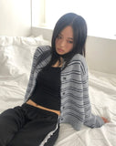 Minun Stripe Color Matching Knit Long Sleeve Cardigan