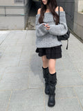 [Scrunchie Set] Nora Off-Shoulder Loose Knit