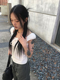 Cowl Layered Halter Ribbon T-Shirt