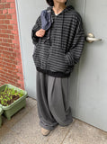 [BAONHAUS] Font Over Stripe Hood Zip-Up