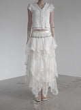 Leaf Jacquard See-through Lace Cardigan