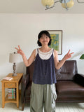 Fildor Flower Layered Sleeveless Blouse