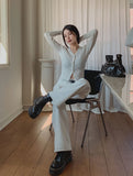 [U-BASIC] S/S White Cotton Wide Pants