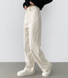 Golden corduroy velor fleece brushed long wide pants