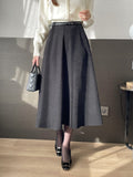 Meshu Suede Flare Long Skirt (Belt Set)