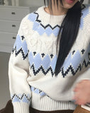 Uken Nordic Heart Cable Round Knit