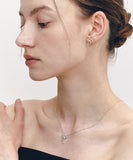 H Ribbon Drawn Silver Earrings