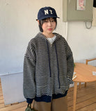 Kidenko Two Way Stripe Over Knit Hood Zip-Up