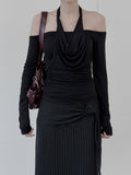 Drape Cowl Neck Halter Off-Shoulder