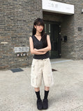 Cheche Layered Button Point Hood Sleeveless Top