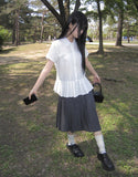 [MADE] Pooin Pleated Punching Short Sleeve Blouse