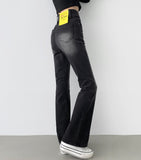 Banding 2-button Long Boot Cut Winter Denim Pants