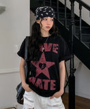 Hate Love Printing Over Short Sleeve