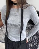 Marron Print Tension Long Sleeve Tee
