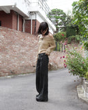 Shume Punching Openwork String Off-Shoulder Knit