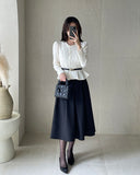 Brett Wrinkle Puff Peplum Jacket Blouse