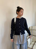 Hikyan Flower Round Knit Cardigan