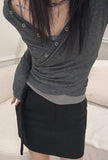 Mori Belt Wool Midi Skirt