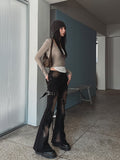 Ash Ribbed Deep Button Layered Long Sleeves