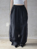 Contrast piping nylon pants