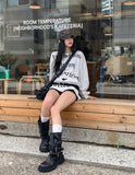 Week Heart Lettering Waffle Sweatshirt