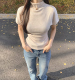 Luxurious Mood Half-Neck Span Slim Fit Short Sleeve T-shirt