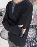 Leto Waffle Henley Neck Ringer Tee
