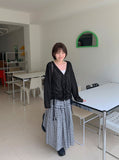 Futero Check Frill Banding Long Skirt