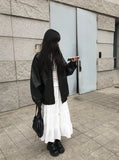 Crum Lace Banding Long Tiered Skirt