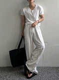 Ice Tencel V-neck Short Sleeve Knit