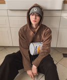 Brock Shoulder Rivet Ribbed Hoodie Zip-Up