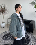 Rieki Washing Denim Hood Zip-Up