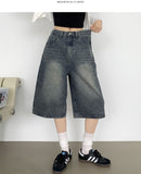 Casual Banding Knee Length Bermuda Denim Shorts
