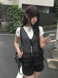 Seonu Dot See-through Layered Ribbon Sleeveless Blouse