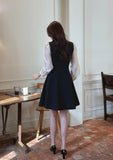 Ellebi Satin Tie Color Matching Flare Mini One Piece