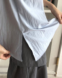 Romu Nylon Unbalanced Strap Ribbon Sleeveless Blouse