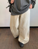 Pohind Adjust Pintuck Cotton Wide Pants