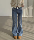 Pelvic Fever Brushed Span 2-Button Bootcut Denim Pants