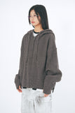 Mild sleeve wamer over knit hood zip-up