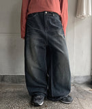 Yuluo Crack Washing Wide Denim Pants