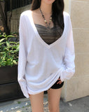Awning Deep V-Neck Long Sleeve