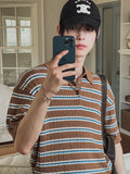 Bern Striped Collared Short Sleeve Knit