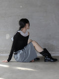 Belted Striped Bermuda Pants