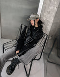 [LANARCH] Noble Leather Pocket Hooded Zip-Up