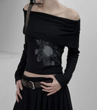 Myor ink painting print off-shoulder tee