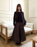 Camel Banding Balloon Long Skirt